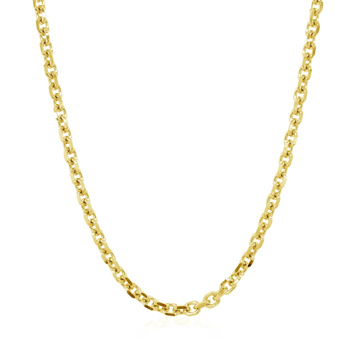 14k Yellow Gold Diamond Cut Cable Link Chain (3.0 mm) in a sleek high-contrast midnight luxury editorial style